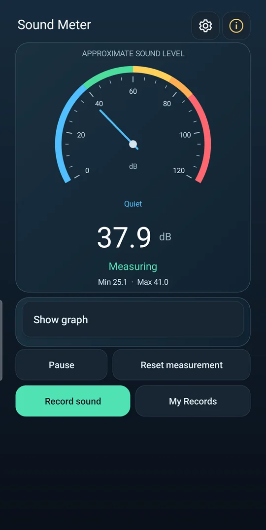 Sound meter screen